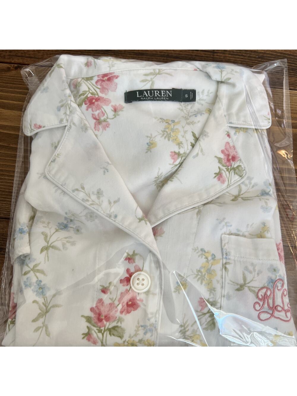Lauren Ralph Lauren Floral Sleepshirt Pajama w Logo Long Sleeve S Cotton Blend